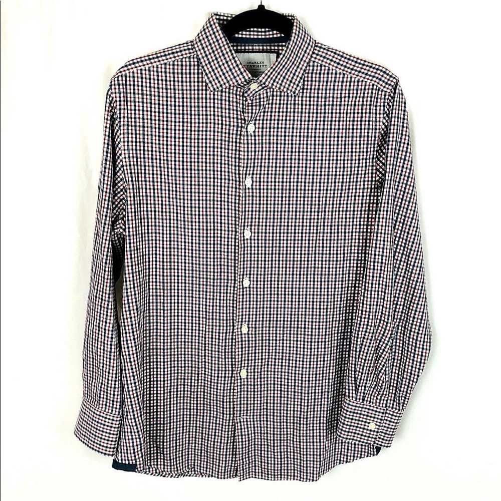 Charles Tyrwhitt Men’s Sz M 15 1/2 Plaid Red Blue